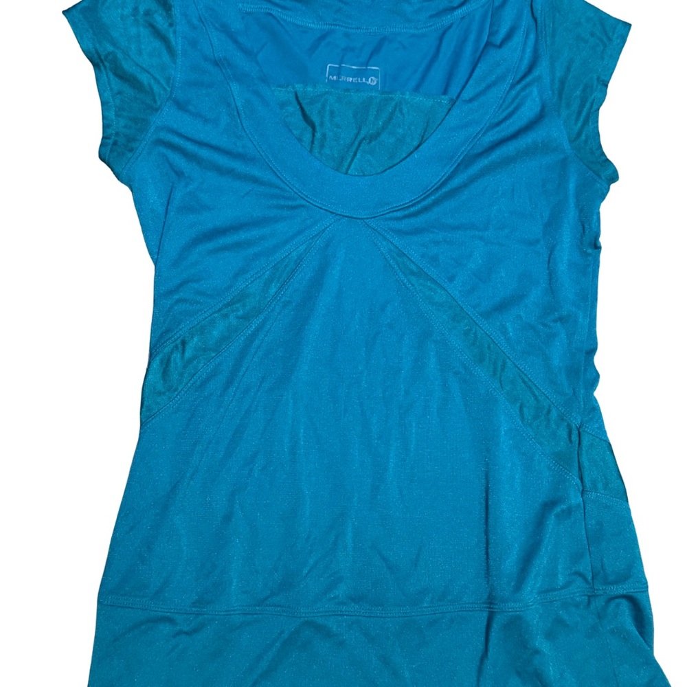 Merrell CopperTec Womens Medium Teal Athletic‎ Top Hiking Trail Athleisure